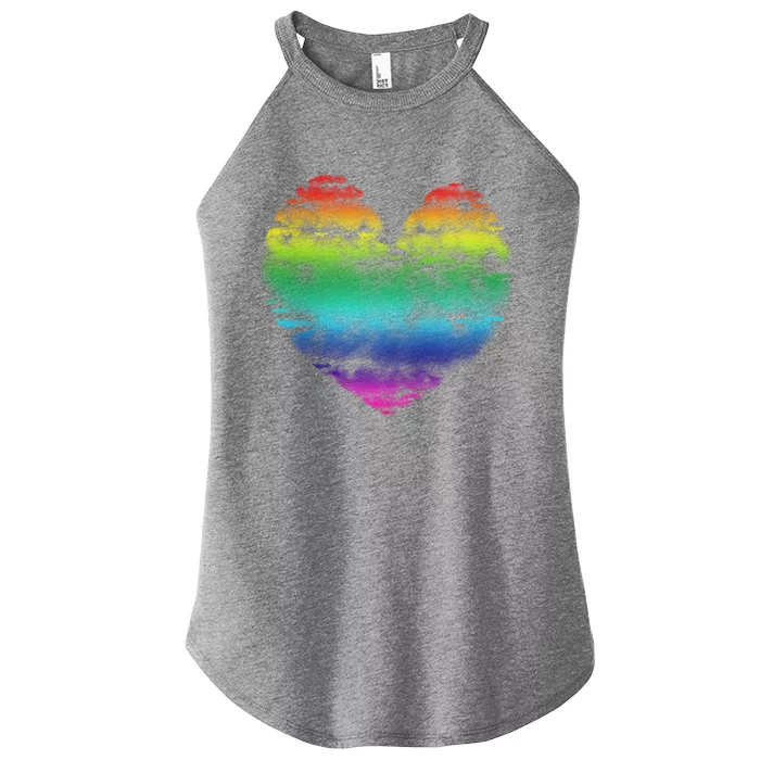 Big Rainbow Clouds Heart Tee Cute Valentines Day Gift Women’s Perfect Tri Rocker Tank