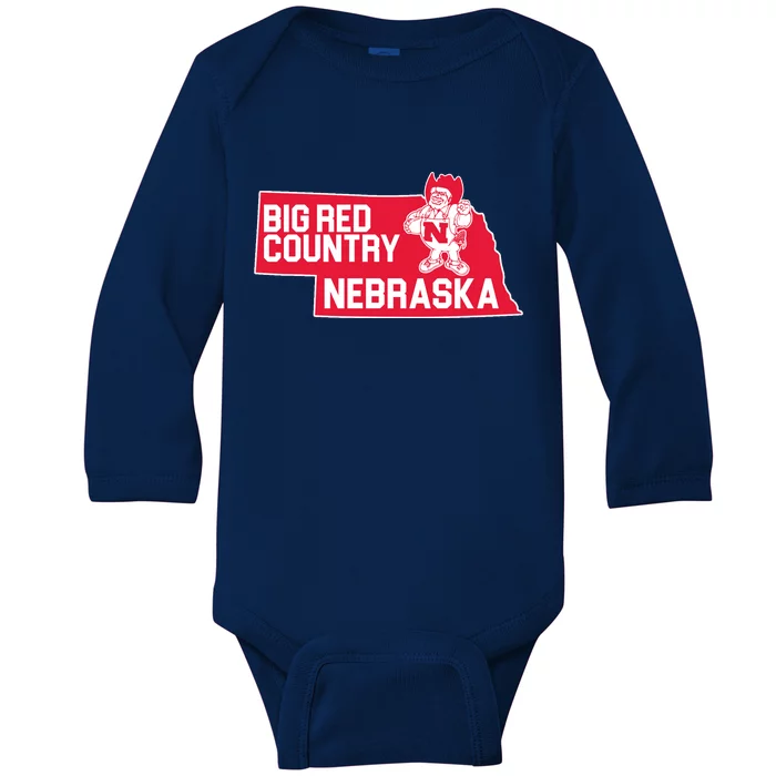 Big Red Country Nebraska Baby Long Sleeve Bodysuit