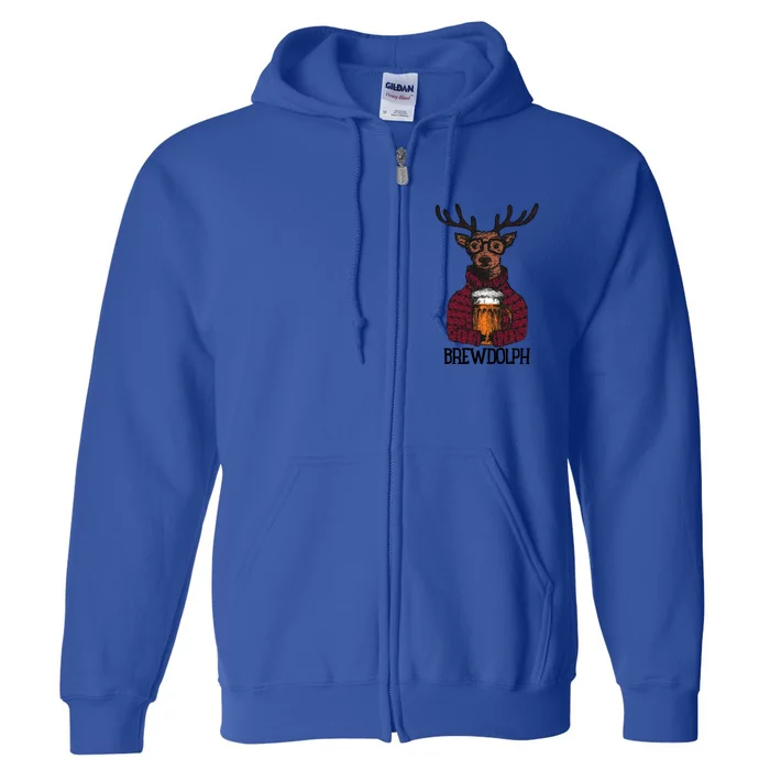 Brewdolph Reindeer Christmas Beer Lovers Meaningful Gift Full Zip Hoodie