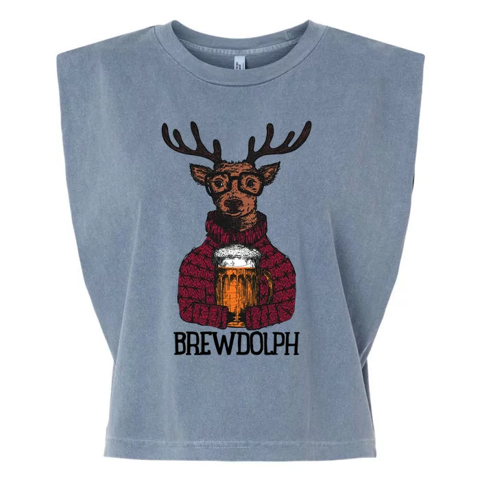 Brewdolph Reindeer Christmas Beer Lovers Meaningful Gift Garment-Dyed Women's Muscle Tee