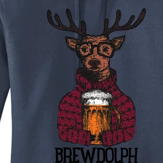 Brewdolph Reindeer Christmas Beer Lovers Meaningful Gift Women's Pullover Hoodie