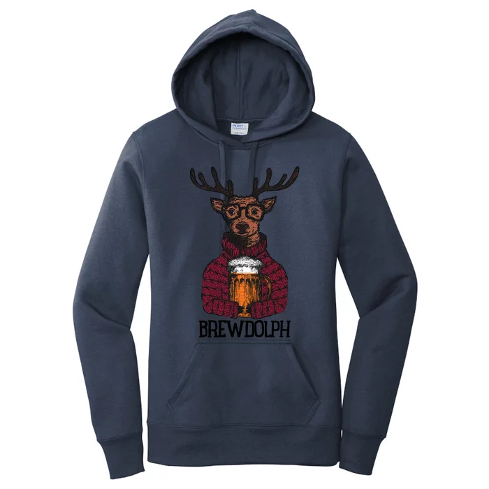 Brewdolph Reindeer Christmas Beer Lovers Meaningful Gift Women's Pullover Hoodie