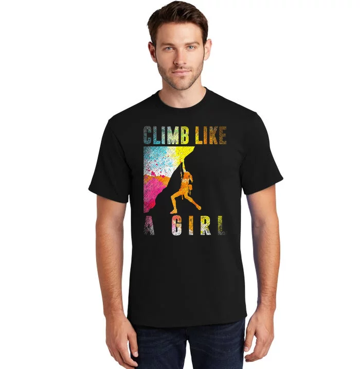 Bouldering Rock Climber Women Kids Rock Climbing Tall T-Shirt