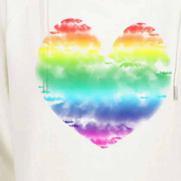 Big Rainbow Clouds Heart Tee Cute Valentines Day Gift Cute Gift Womens Funnel Neck Pullover Hood