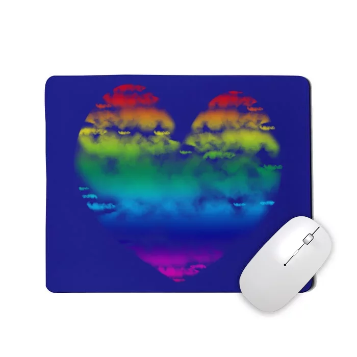 Big Rainbow Clouds Heart Tee Cute Valentines Day Gift Cute Gift Mousepad