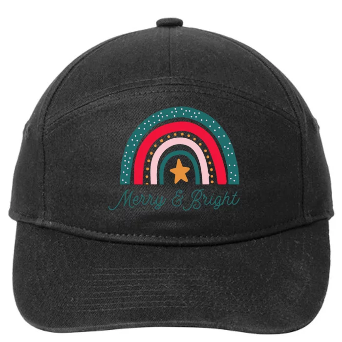 Boho Rainbow Christmas Merry And Bright 7-Panel Snapback Hat