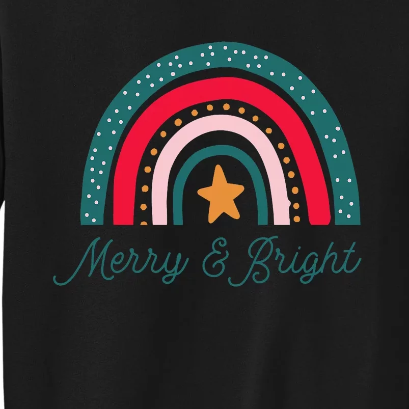 Boho Rainbow Christmas Merry And Bright Tall Sweatshirt