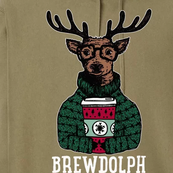 Brewdolph Reindeer Coffee Retro Christmas Coffee Xmas Premium Hoodie