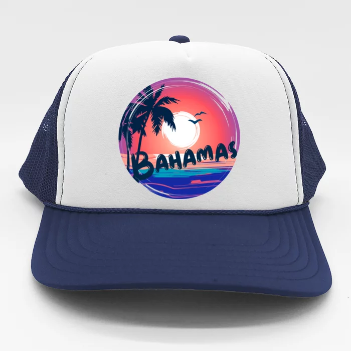 Bahamas Retro Circle Trucker Hat