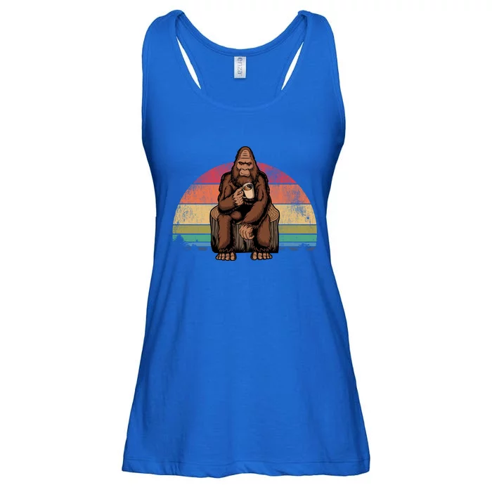 Bigfoot Relaxing Coffee Retro Vintage Ladies Essential Flowy Tank