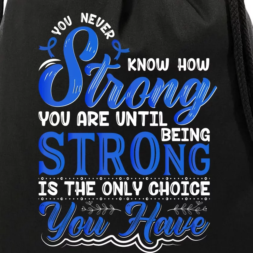 Blue Ribbon Colon Cancer Drawstring Bag