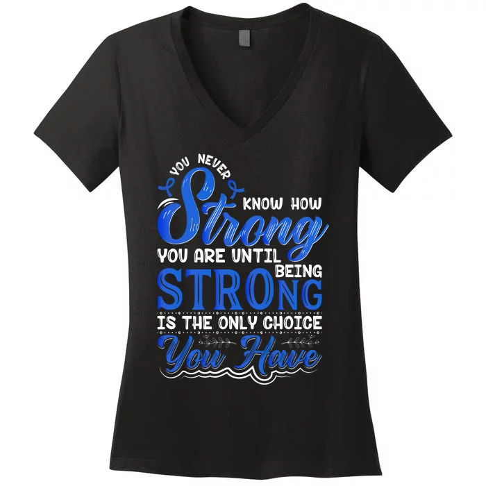 Blue Ribbon Colon Cancer Women's V-Neck T-Shirt