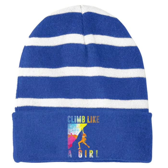 Bouldering Rock Climber Rock Climbing Striped Beanie with Solid Band