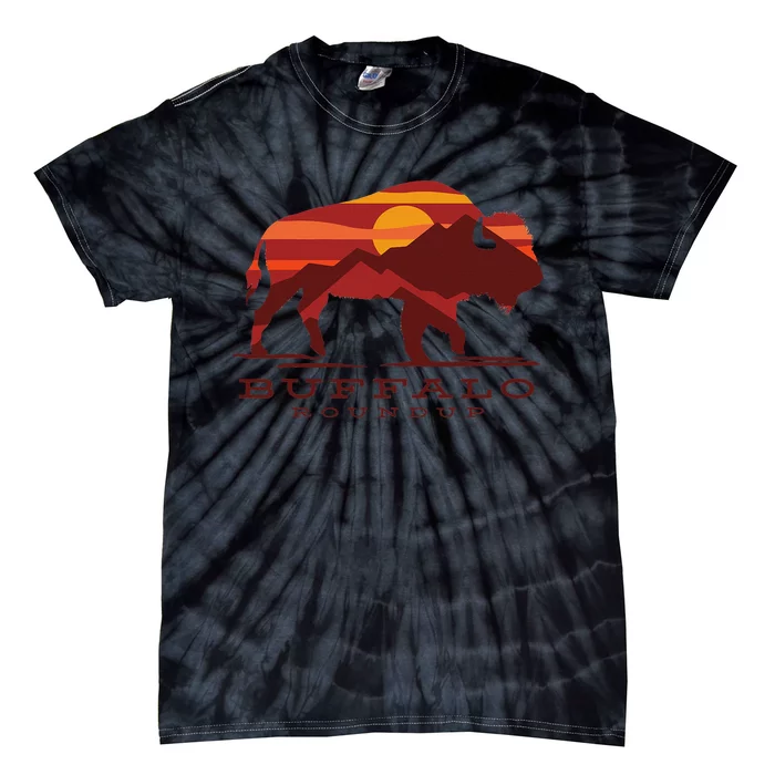 Buffalo Roundup Custer State Park South Dakota Sunset Tie-Dye T-Shirt