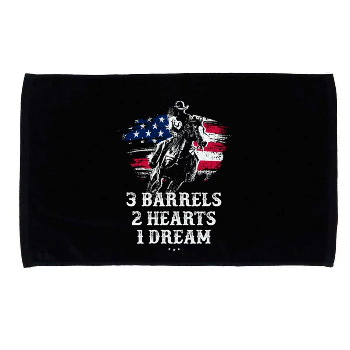 Barrel Racing Cool Gift 3 Barrels 2 Hearts 1 Dream Cool Gift Riding Funny Gift Microfiber Hand Towel