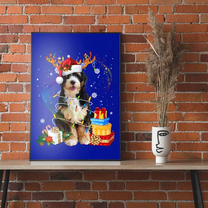 Bernedoodle Reindeer Christmas Lights Funny Dog Xmas Gift Cool Gift Poster