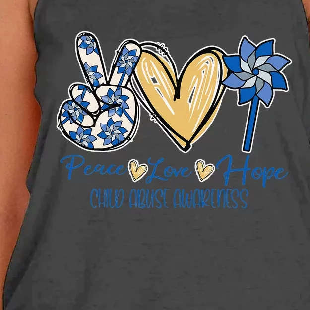 Blue rainbow child abuse prevention awareness month 247365 Women's Knotted Racerback Tank