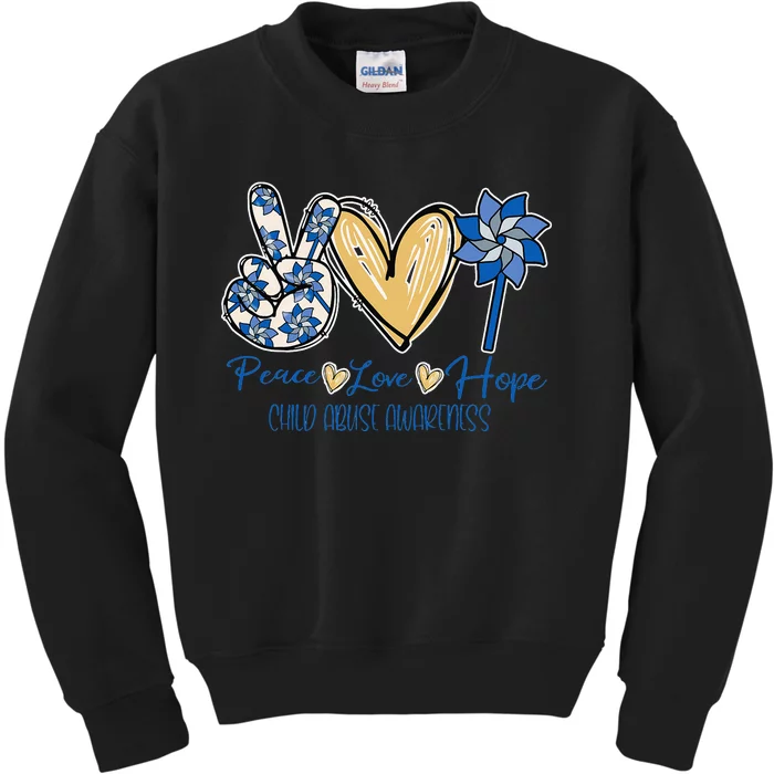 Blue rainbow child abuse prevention awareness month 247365 Kids Sweatshirt