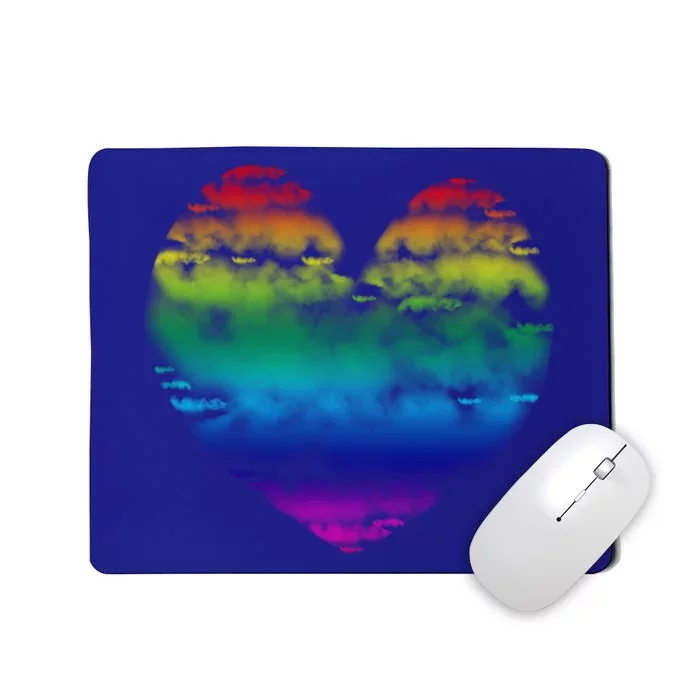 Big Rainbow Clouds Heart Tee Cute Valentines Day Gift Great Gift Mousepad