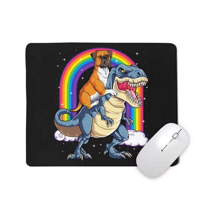 Boxer Riding Dinosaur T rex Gift Dog Lover Rainbow Mousepad