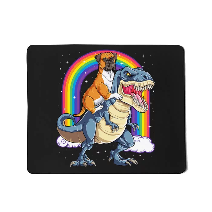 Boxer Riding Dinosaur T rex Gift Dog Lover Rainbow Mousepad