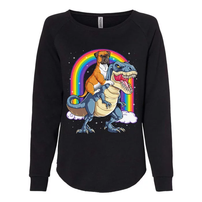 Boxer Riding Dinosaur T rex Gift Dog Lover Rainbow Womens California Wash Sweatshirt