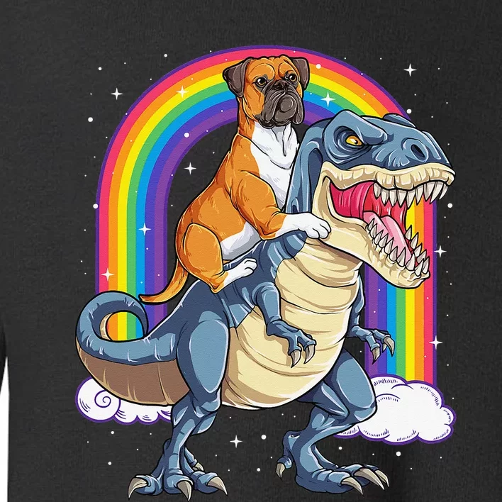 Boxer Riding Dinosaur T rex Gift Dog Lover Rainbow Toddler Sweatshirt