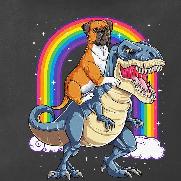 Boxer Riding Dinosaur T rex Gift Dog Lover Rainbow Zip Tote Bag