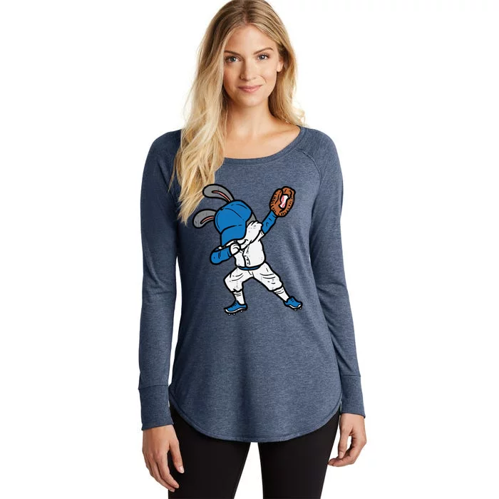 Bunny Rabbit Dab Baseball Easter Sport Pitcher Gift Women's Perfect Tri Tunic Long Sleeve Shirt