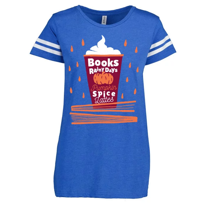 Books Rainy Days Pumpkin Spice Lattes Gift Enza Ladies Jersey Football T-Shirt