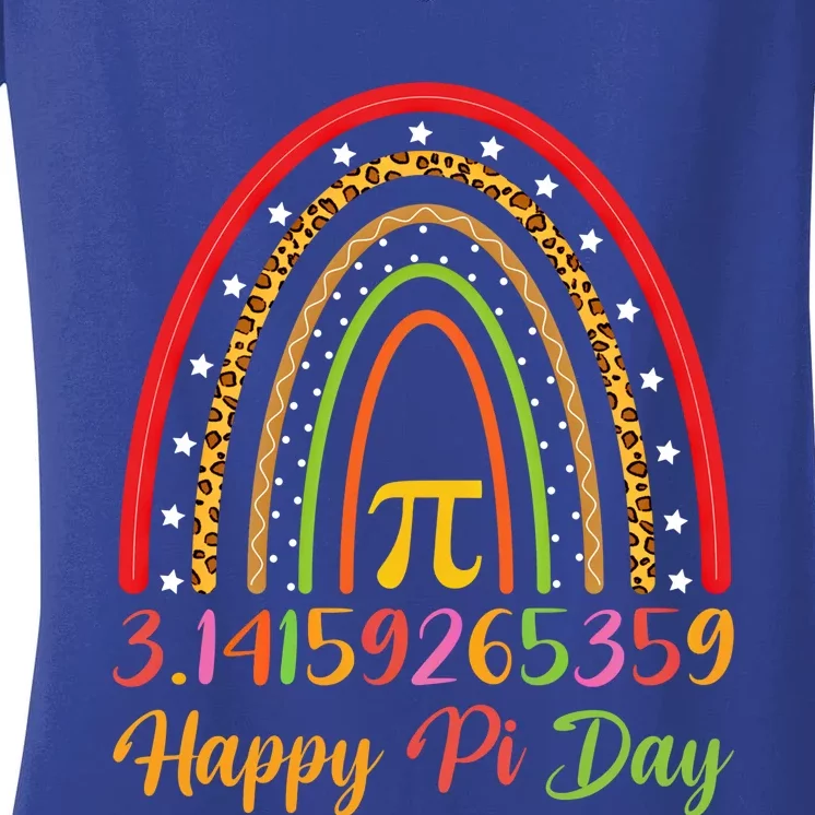 Boho Rainbow Design Geek Lover Math Teacher Happy Pi Day Gift Women's V-Neck T-Shirt