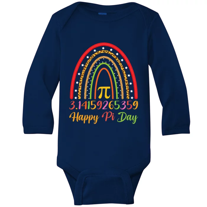 Boho Rainbow Design Geek Lover Math Teacher Happy Pi Day Gift Baby Long Sleeve Bodysuit