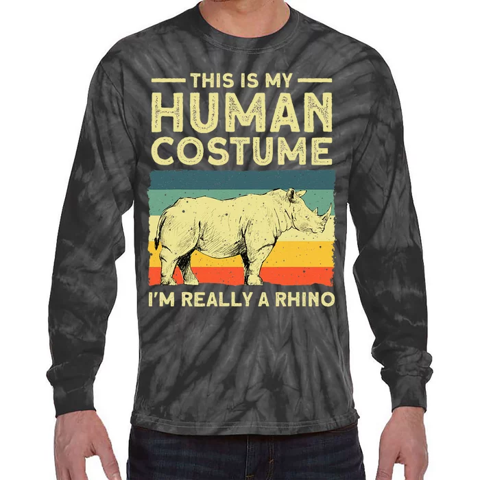 Best Rhino Design Rhino Rhinoceros Lovers Tie-Dye Long Sleeve Shirt