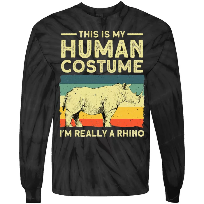 Best Rhino Design Rhino Rhinoceros Lovers Tie-Dye Long Sleeve Shirt