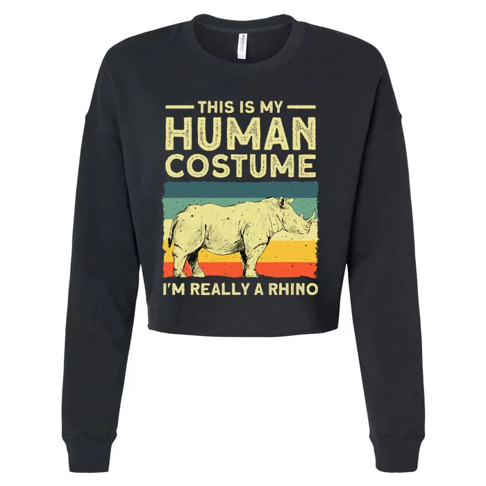 Best Rhino Design Rhino Rhinoceros Lovers Cropped Pullover Crew