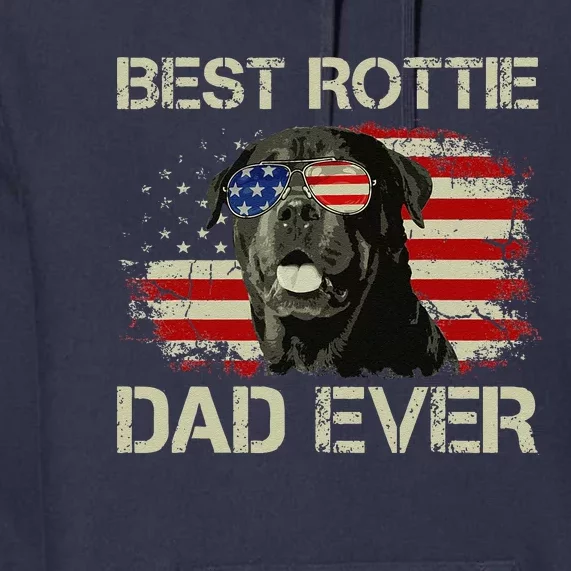 Best Rottie Dad Ever Rottweiler American Flag Gift Premium Hoodie