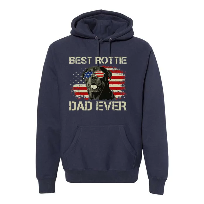 Best Rottie Dad Ever Rottweiler American Flag Gift Premium Hoodie