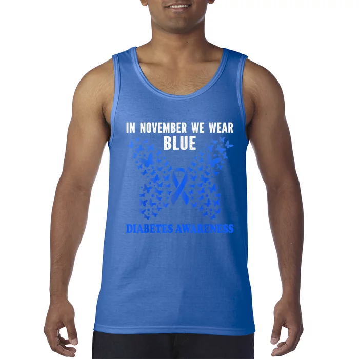 Blue Ribbon Day In November We Wear Blue Diabetes Awareness Gift Tank Top