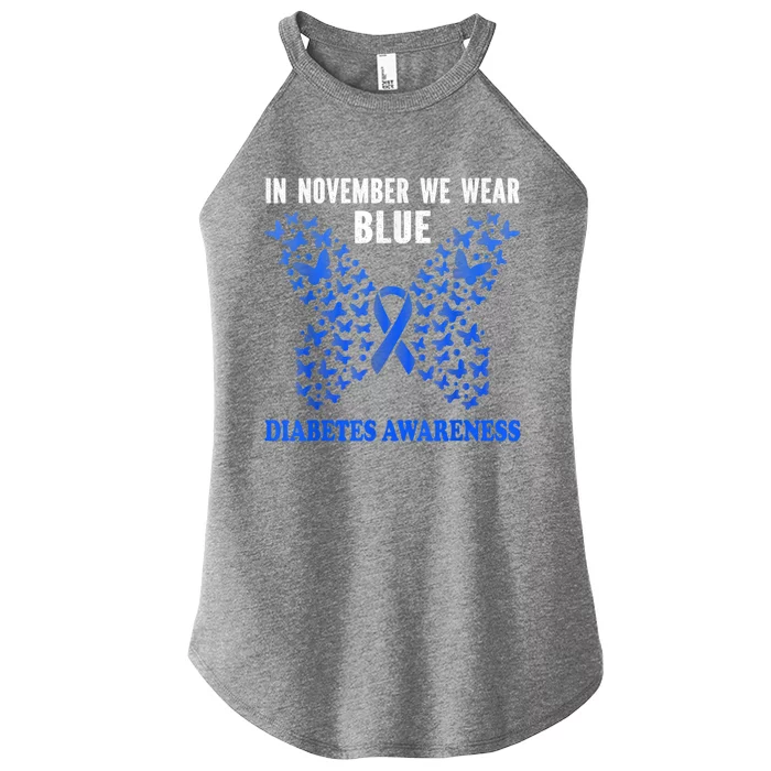 Blue Ribbon Day In November We Wear Blue Diabetes Awareness Gift Women’s Perfect Tri Rocker Tank