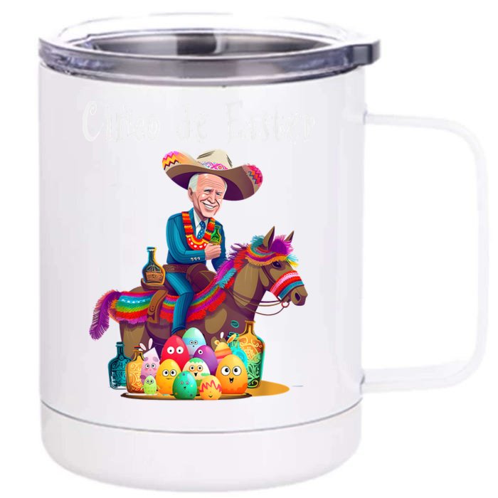 Biden Ride Donkey, Sombrero, Easter Egg Hunt Front & Back 12oz Stainless Steel Tumbler Cup