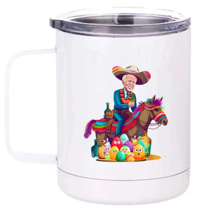 Biden Ride Donkey, Sombrero, Easter Egg Hunt Front & Back 12oz Stainless Steel Tumbler Cup