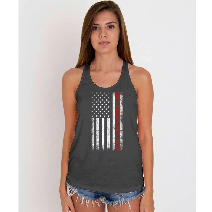 Best Rescue Dad Ever American Flag Rescue Dad FatherS Day Women's Knotted Racerback Tank