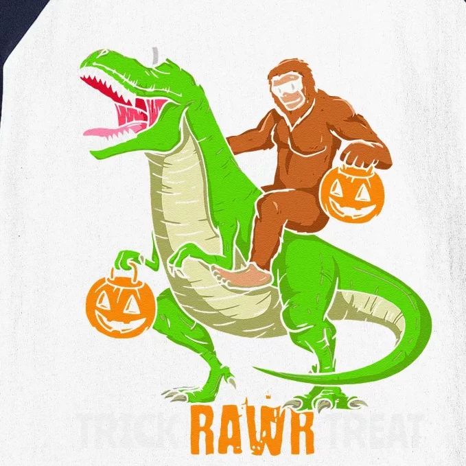 Bigfoot Riding Dinosaur Halloween Baseball Sleeve Shirt