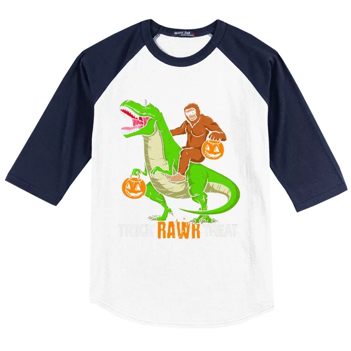 Bigfoot Riding Dinosaur Halloween Baseball Sleeve Shirt