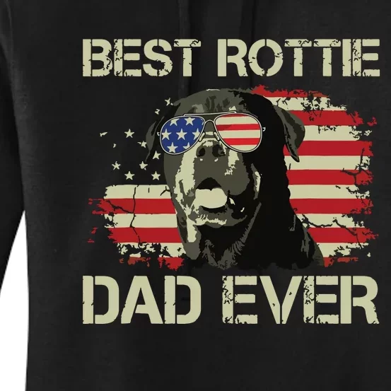 Best Rottie Dad Ever Rottweiler American Flag Gift Women's Pullover Hoodie