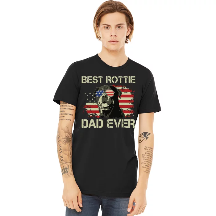 Best Rottie Dad Ever Rottweiler American Flag Gift Premium T-Shirt