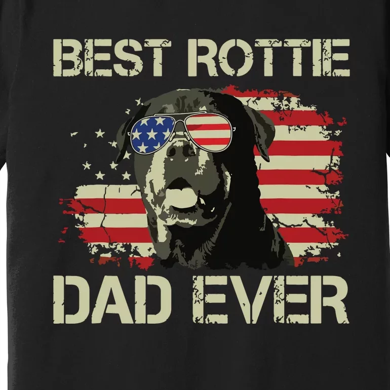 Best Rottie Dad Ever Rottweiler American Flag Gift Premium T-Shirt