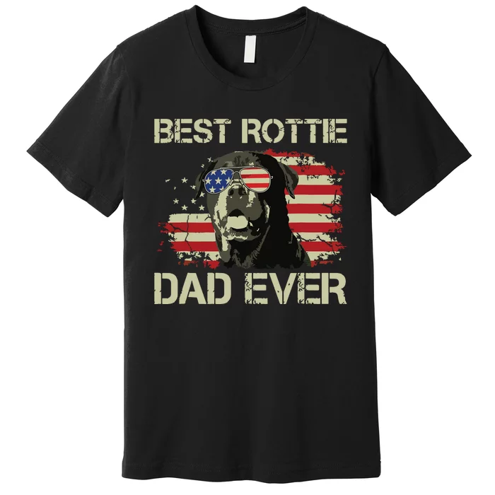 Best Rottie Dad Ever Rottweiler American Flag Gift Premium T-Shirt