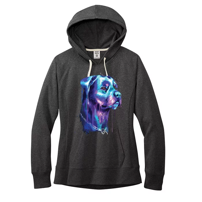 Bright Rottweiler Dog Watercolor Painting Women's Fleece Hoodie