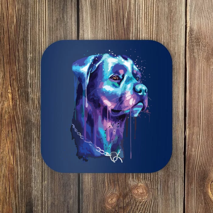 Bright Rottweiler Dog Watercolor Painting Coaster